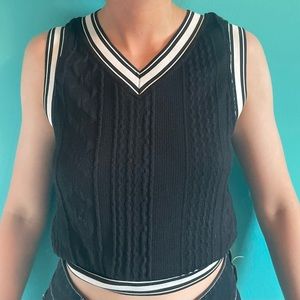 Black and White Cable Knit Top